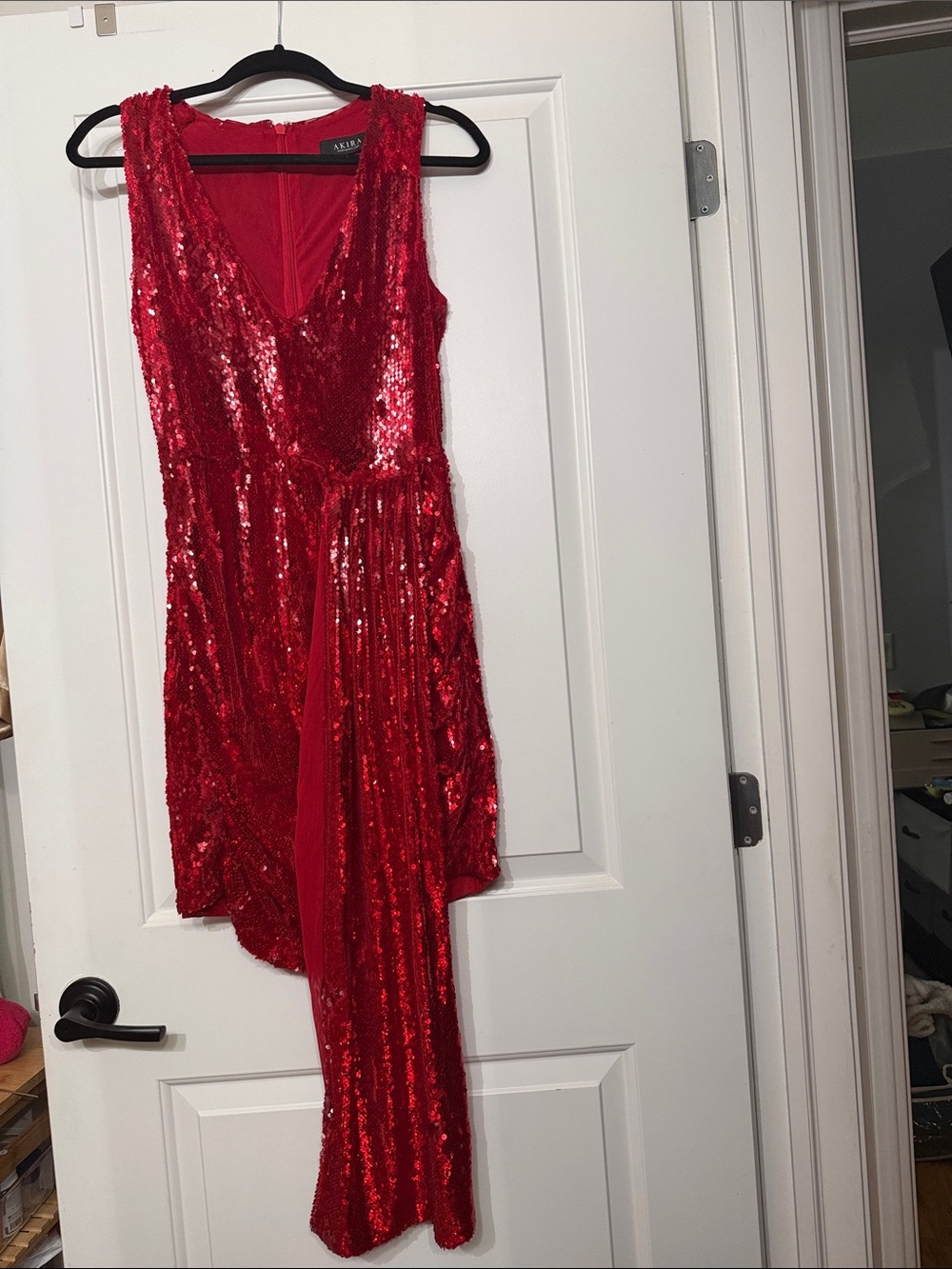 AKIRA Red Sequin Girls Formal Dress